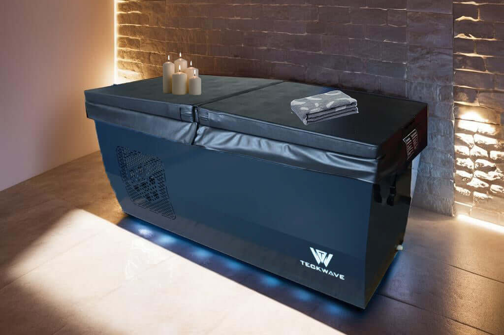 Signature ice bath & cold plunge with chiller and filtration in olive green, perfect for luxury relaxation.