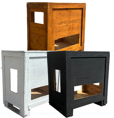 Ice bath chiller Wooden Crate to provide protection against direct sun light, rain and water floods in an outdoor setting.
