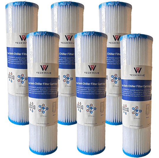 Pack of 6 high quality original 20 Micron filter elements for TECKWAVE ice bath chiller models