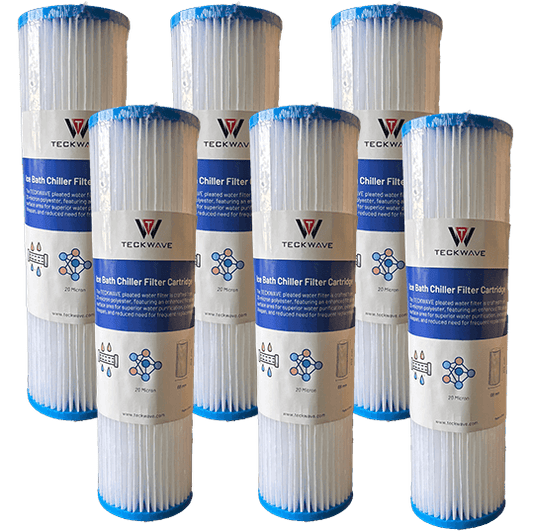 Pack of 6 high quality original 20 Micron filter elements for TECKWAVE ice bath chiller models