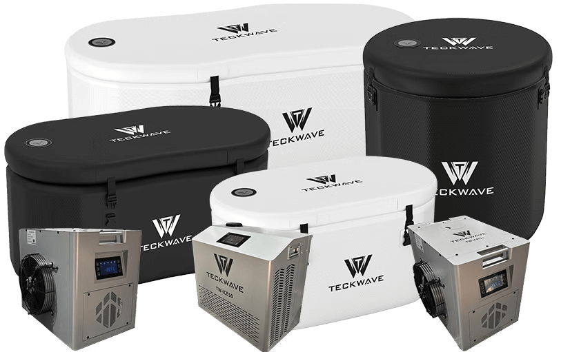TECKWAVE portable ice bath and cold plunge range of products with chiller for hot climate such as UAE, Dubai, Abu Dhabi, Saudi Arabia, Qatar, Oman, Kuwait and Bahrain