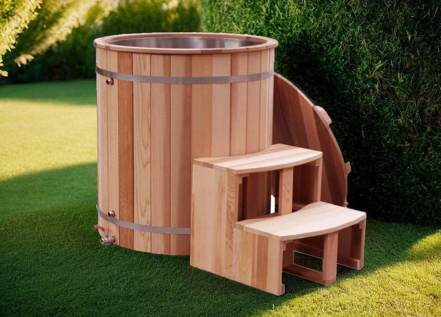 The Artisan Barrel Ice Bath with Chiller (Natural Cedar)