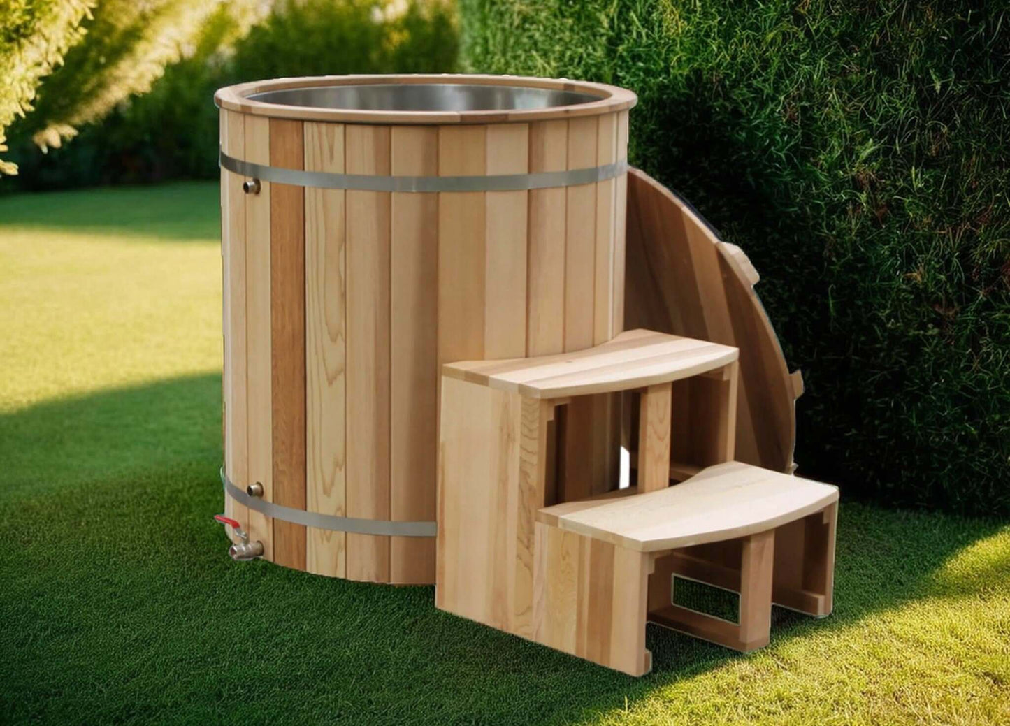 The Artisan Barrel Ice Bath with Chiller (Natural Cedar)