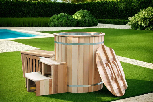 The Artisan Barrel Ice Bath with Chiller (Natural Cedar)