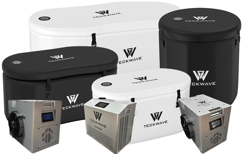 TECKWAVE portable ice bath and cold plunge range of products with chiller for hot climate such as UAE, Dubai, Abu Dhabi, Saudi Arabia, Qatar, Oman, Kuwait and Bahrain
